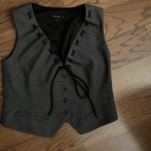 WOMYN Brand Vest with buttons & tie Black Grey Size 6